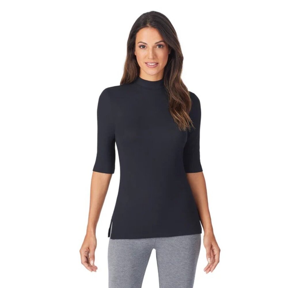Cuddl Duds new Softwear With Stretch Elbow Sleeve Mock Neck